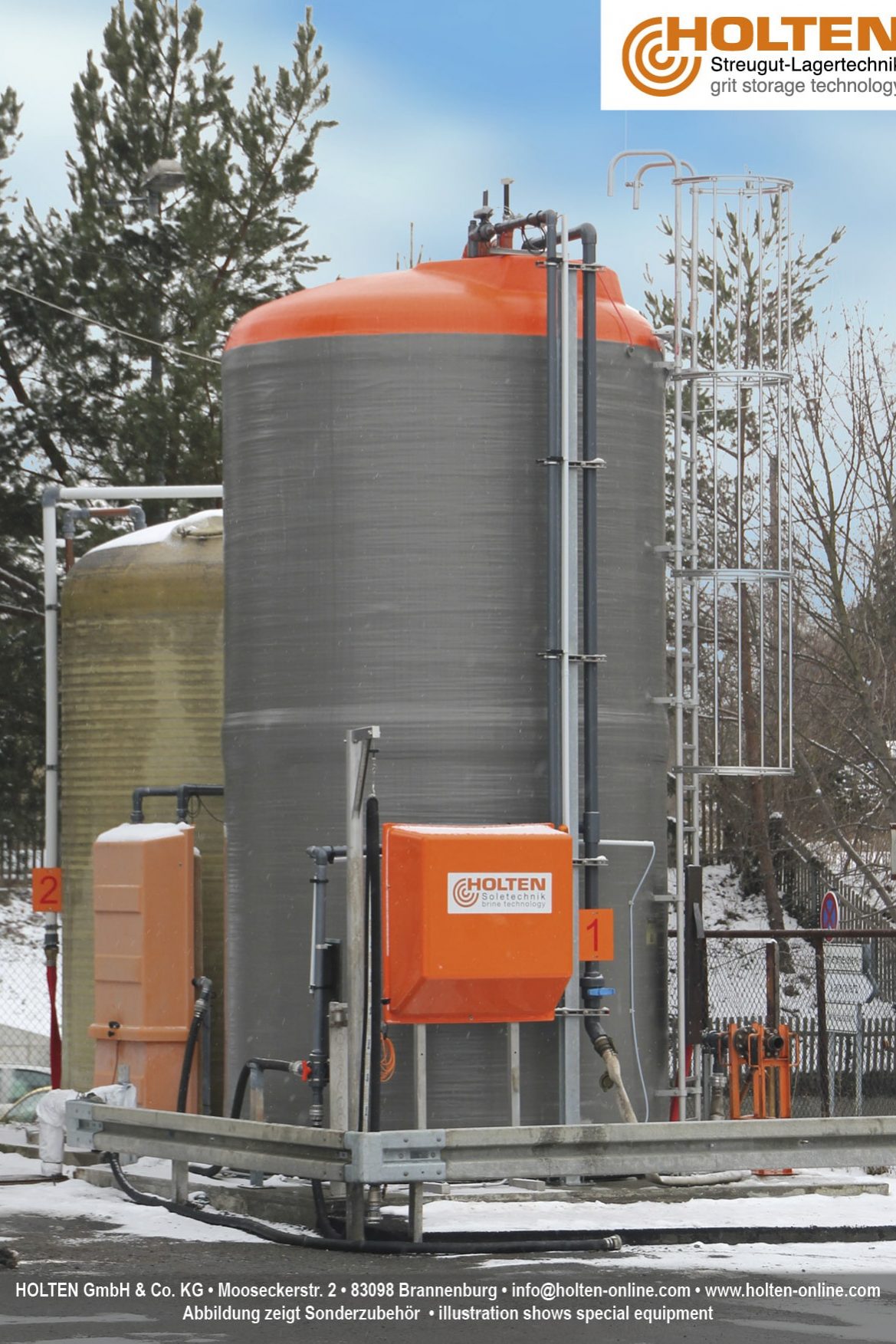 Vollständig aufgebaute Solemischstation im Winter